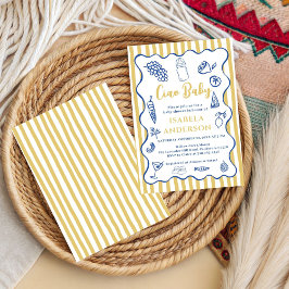 Convites Funky Ciao Baby Hand Drawn Italian Baby Shower 