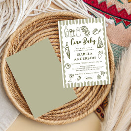 Convites Funky Ciao Baby Hand Drawn Italian Baby Shower 