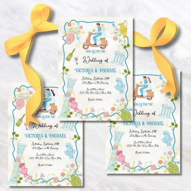 Convites Funky Desenhou Noiva Italiana no Casamento do pati (Criador carregado)