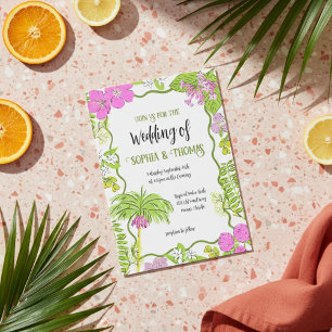 Convites Funky Drawn Casamento Floral Tropical