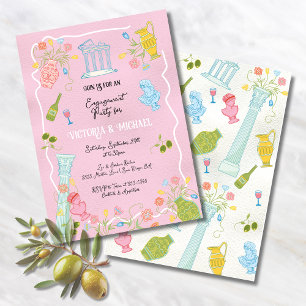 Convites Funky Drawn Partido Grego Italiano do Mediterrâneo