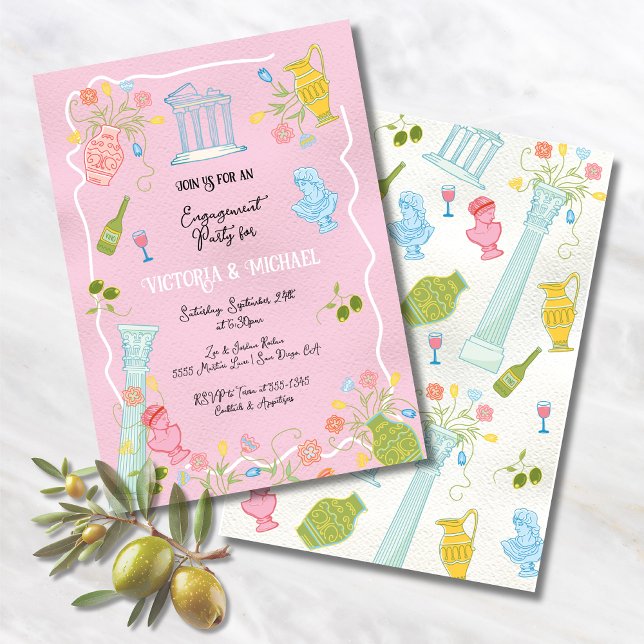 Convites Funky Drawn Partido Grego Italiano do Mediterrâneo (Criador carregado)