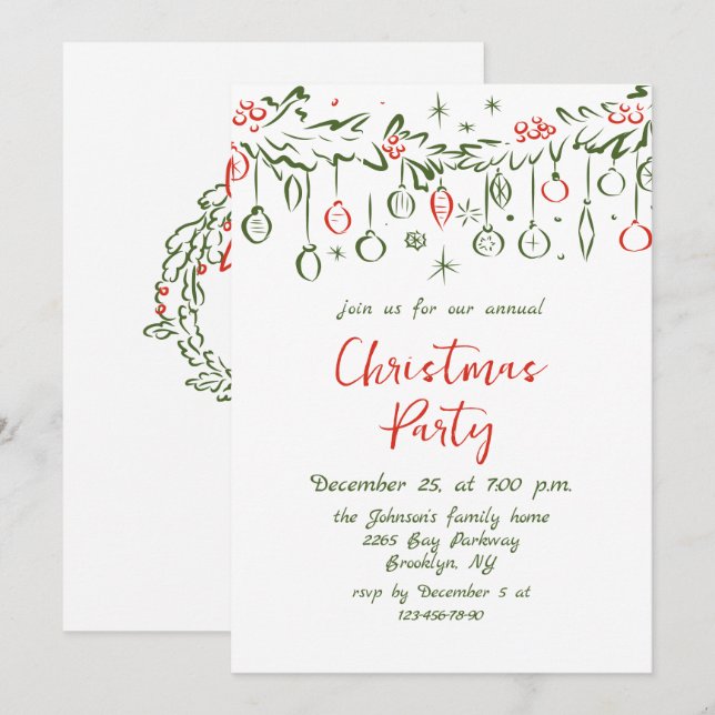 Convites Funky Hand Drake Festa de Natal Whimsical (Frente/Verso)