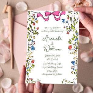 Convites Funky Hand Drawn Retro Casamento