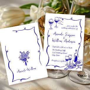 Convites Funky Hand Drawn Retro Casamento