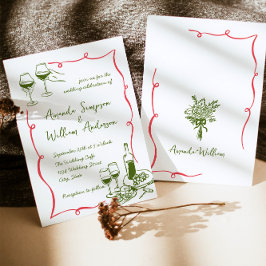 Convites Funky Hand Drawn Retro Casamento