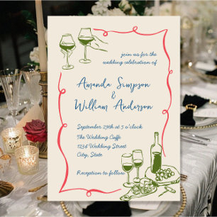Convites Funky Hand Drawn Retro Casamento