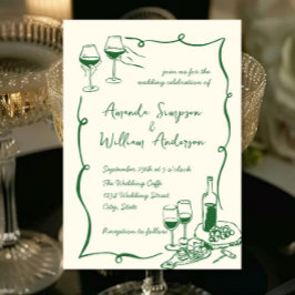 Convites Funky Hand Drawn Retro Casamento