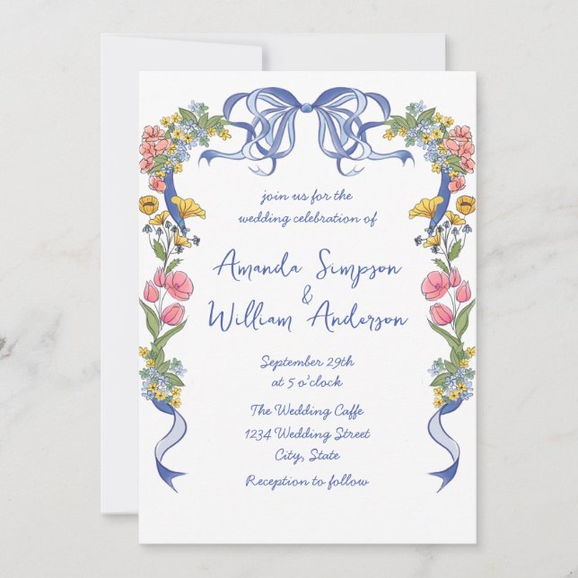 Convites Funky Hand Drawn Retro Casamento (Frente)