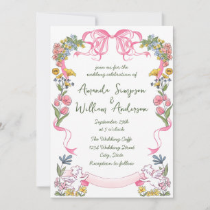 Convites Funky Hand Drawn Retro Casamento