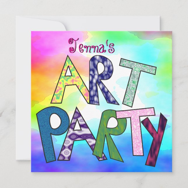 Convites Funky Letters Birthday (Frente)