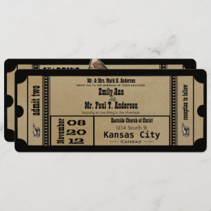 Convites Funky Playbill Casamento Silver Metallic Invite