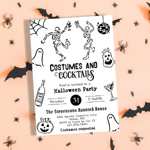Convites Funky Quirky Whimsical Hand Drake Festa de Hallowe