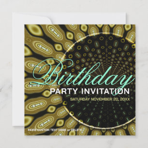 Convites Funky Solar Sunflower Olive Green + Mint Party