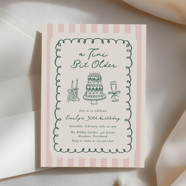 Convites Funky Tini Bit Older Hand Drawn 30th Birthday (Criador carregado)