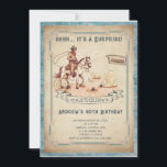 Convites  Funny 40th Mens Birthday Party  Invitations<br><div class="desc">Editable Mens Surprise Birthday Party Invitation,  Funny 40th Mens Birthday Party Invitations,  Western Cowboy Rustic Invite for Men,  Any Age</div>