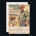 Convites  Funny 40th Mens Birthday Party  Invitations<br><div class="desc">Editable Mens Surprise Birthday Party Invitation,  Funny 40th Mens Birthday Party Invitations,  Western Cowboy Rustic Invite for Men,  Any Age</div>