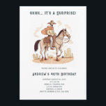 Convites  Funny 40th Mens Birthday Party  Invitations<br><div class="desc">Editable Mens Surprise Birthday Party Invitation,  Funny 40th Mens Birthday Party Invitations,  Western Cowboy Rustic Invite for Men,  Any Age</div>