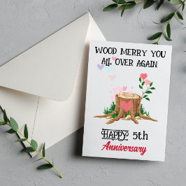Convites Funny 5th Wood Anniversary Card with Custom Photo