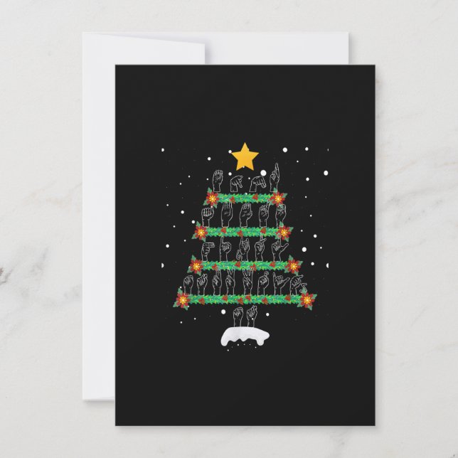 Convites Funny ASL Christmas Tree Sign Language Xmas Deaf P (Frente)