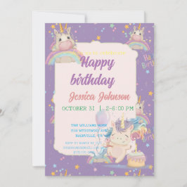 Convites Funny Birthday Unicorn