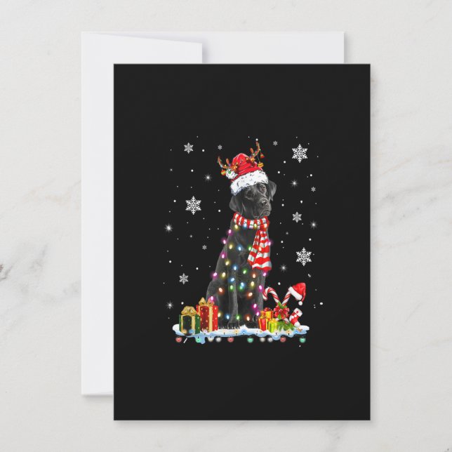 Convites Funny Black Lab Cão de Natal Reindeer Christm (Frente)