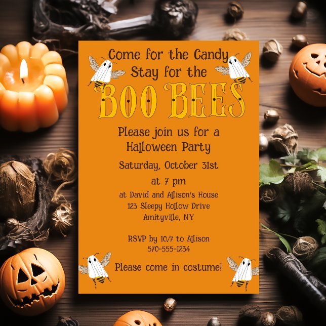 Convites Funny Boo Bees Halloween Party Invitation (Criador carregado)
