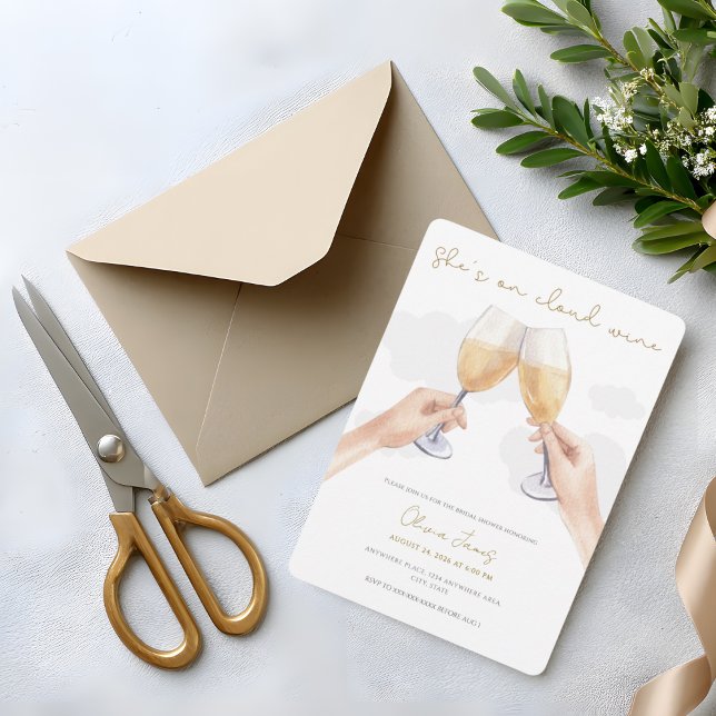 Convites Funny, bride on cloud wine bridal shower (Criador carregado)