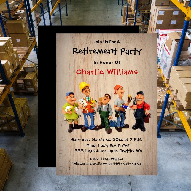 Convites Funny Caricature Retirement Party  (Fun Retirement Party Casual with RSVP Invitation)