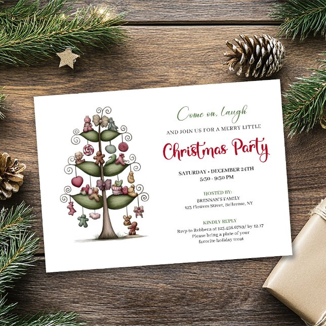 Convites Funny cartoon tree editable Christmas invitation (Funny cartoon tree editable Christmas invitation)