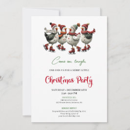 Convites Funny Chickens Festive Red Green Holiday Invites