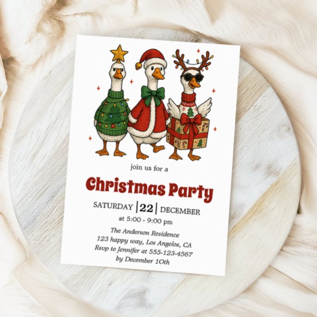 Convites Funny Christmas Party Invitation | Festive Ducks   (Criador carregado)