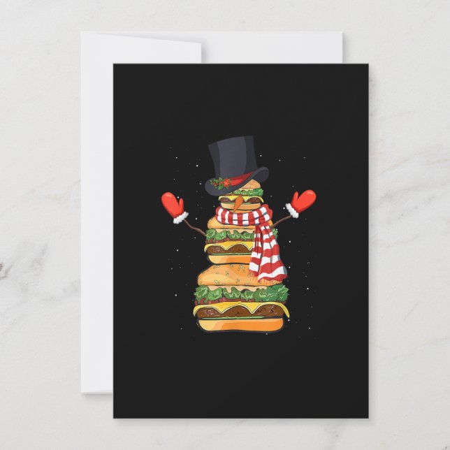 Convites Funny Christmas Snowman Hamburger Xmas Cheeseburge (Frente)