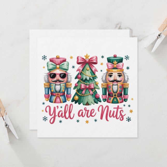 Convites Funny Christmas Y'all are Nuts Invitation (Frente/Verso In Situ)