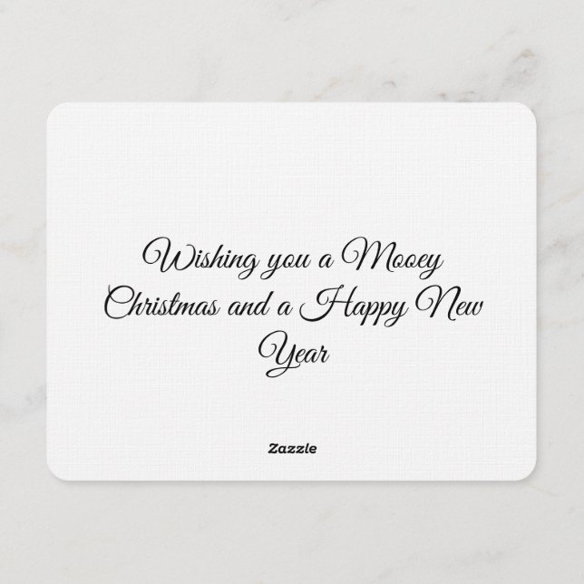 Convites Funny Cool Cow Mooey Christmas Farm Holiday Humor (Verso)