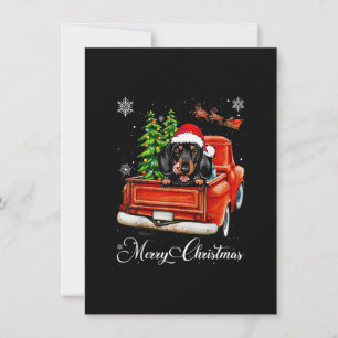 Convites Funny Dachshund Ride Red Truck Feliz Natal Paj
