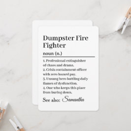 Convites Funny Dumpster Fire Fighter Definition Card