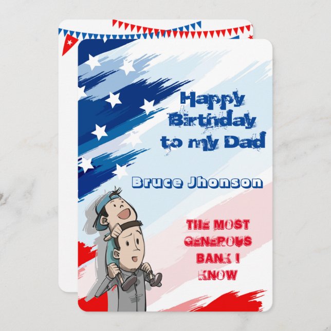 Convites Funny Editable Card for Dad's Birthday (Frente/Verso)