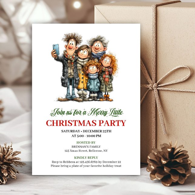 Convites Funny Family Modern Holiday Party Invitation (Funny Family Modern Holiday Party Invitation)