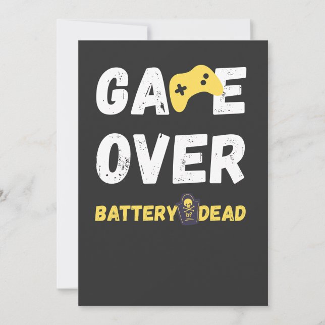 Convites Funny Game Over Battery Dead Art (Frente)
