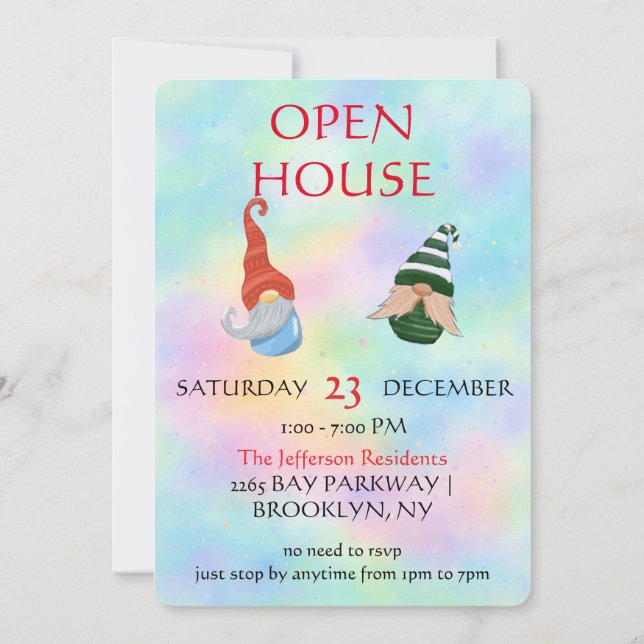 Convites Funny Gnome Party Invitation – Whimsical Cute  (Verso)