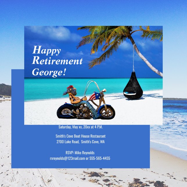Convites Funny Happy Retirement Party - Motociclista Biker (Criador carregado)