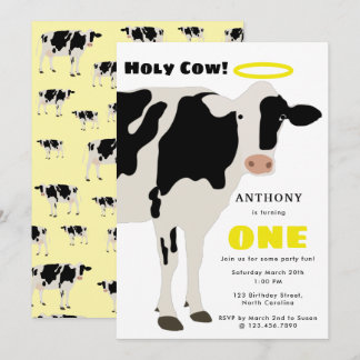 Convites Funny Holy Cow Kids Birthday Cow Party