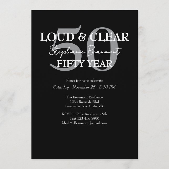 Convites Funny Loud and Clear 50th birthday invitation (Frente)