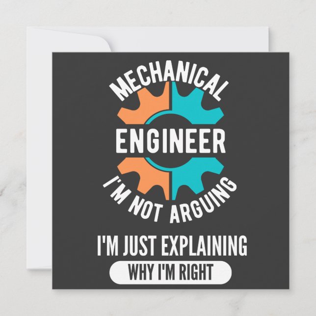Convites Funny Mechanical Engineer, Mechanical Engineering (Frente)