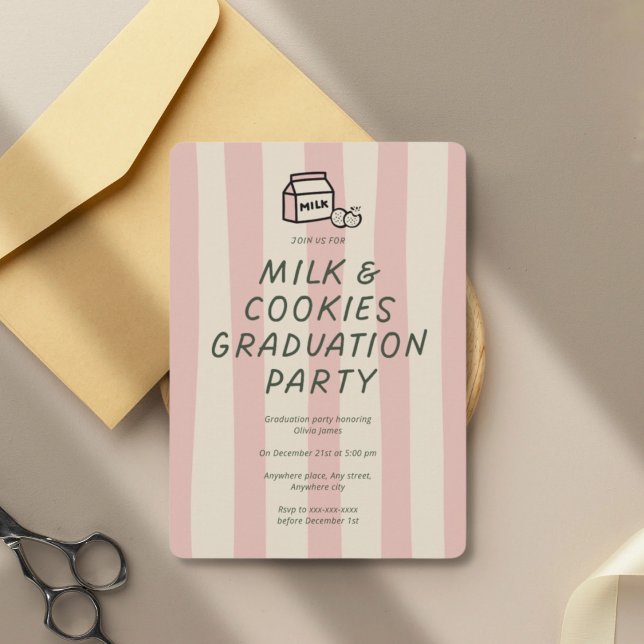 Convites Funny, milk and cookies graduation party  (Criador carregado)