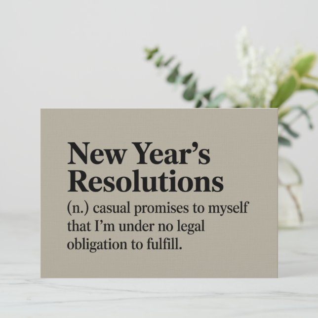 Convites Funny New Year's Resolutions Sarcastic New Year   (Em pé/Frente)