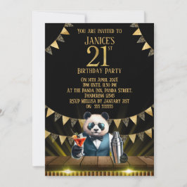 Convites Funny Panda 21st Birthday Party Invitation