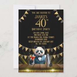 Convites Funny Panda 40th Birthday Party Invitation