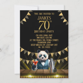 Convites Funny Panda 70th Birthday Party Invitation